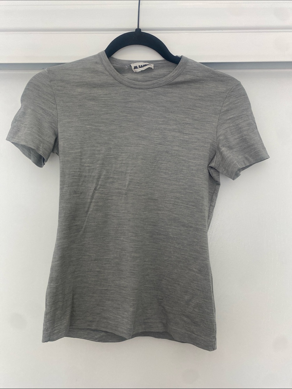 Jil Sander Silk Light Gray Short Sleeve Crewneck Tee